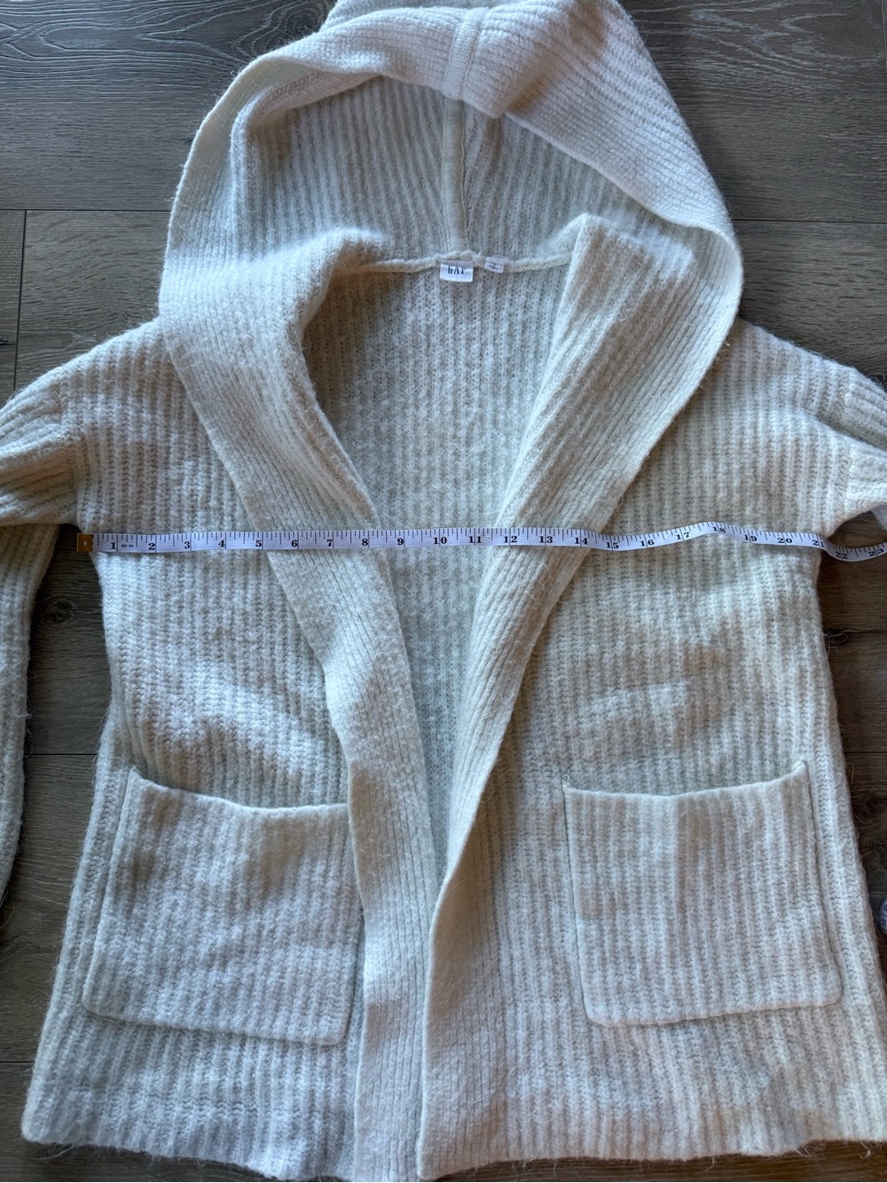 GAP Cream Hooded Ribbed Open-Front Cardigan - Picture 3 of 10